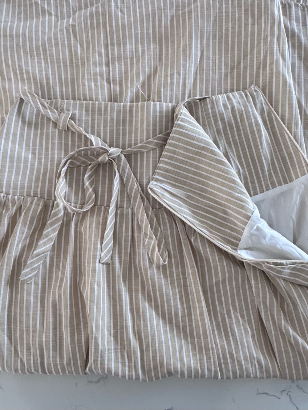 Moon River Maxi Skirt Womens M NWT Beige White Stripe Belted Coastal A-Line - Picture 4 of 10